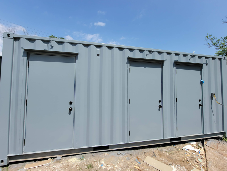 Custom shipping container conversion fabricated by ForgeX Industries in Houston, TX