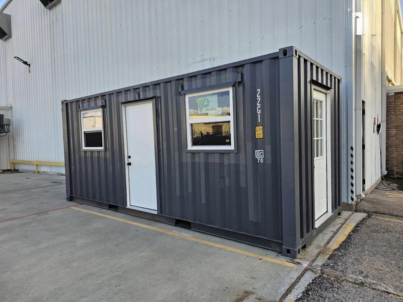 Container build with roll-up door and reinforced framing by ForgeX Industries