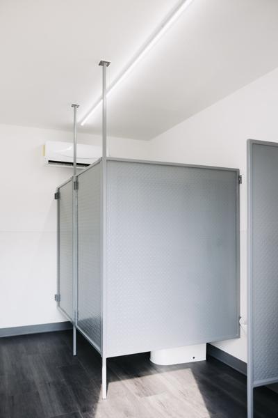 Restroom container build with epoxy flooring by ForgeX Industries