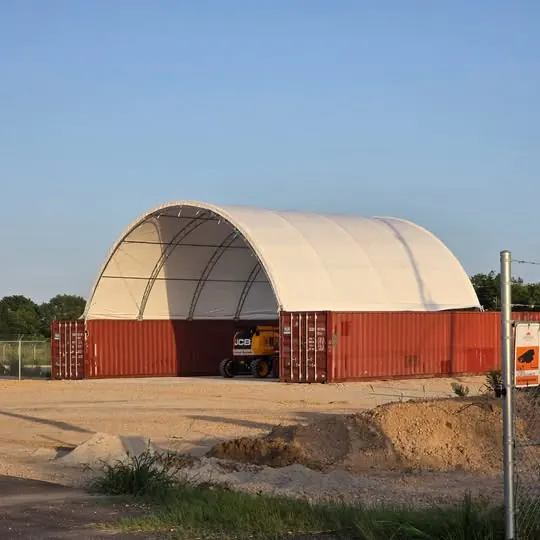 Large shipping container canopy used for covered equipment space