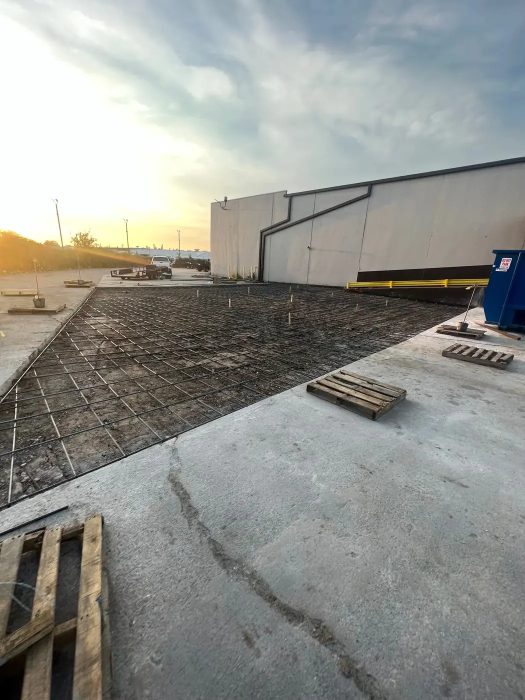 Commercial concrete rebar layout for a larger slab placement