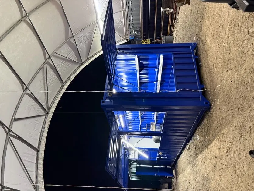Modified container with service openings and canopy awnings
